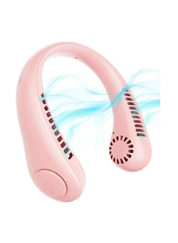 Portable 3 Speeds Rechargeable Battery Operated Neck Fan for Men & Women, Pink