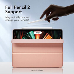 Apple iPad Pro 12.9 2020/2018 Auto Sleep Wake Trifold Stand Rebound Magnetic Smart Tablet Flip Case Cover with Supports Apple Pencil Pairing & Charging, Rose Gold