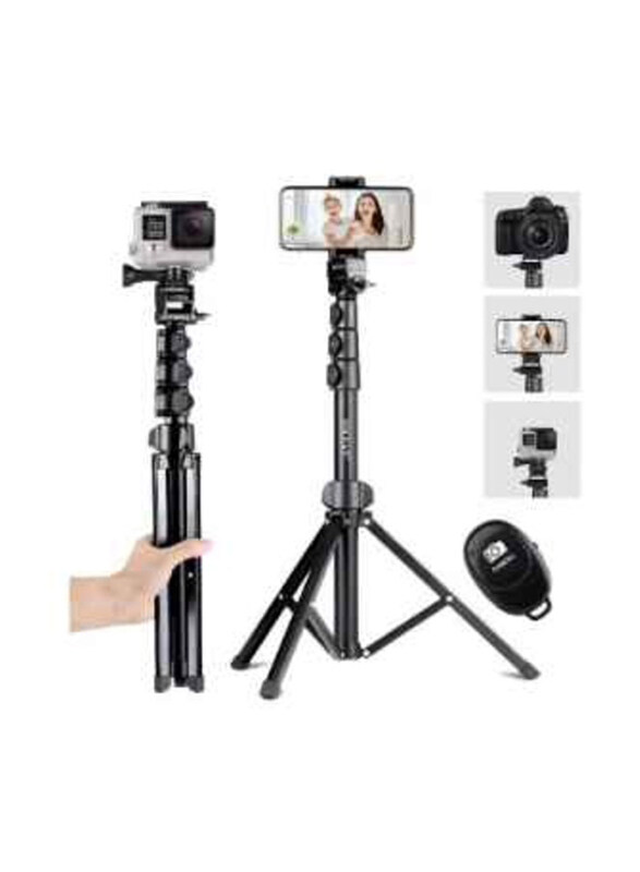 

Xiuwoo Selfie Stick Tripod with Bluetooth Remote Universal Phone Clip, Black