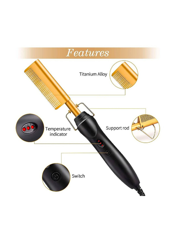 Arabest 2-in-1 Ceramic Comb Security Portable Curling Iron Heated Brush for Wet & Dry Hair, Multicolour