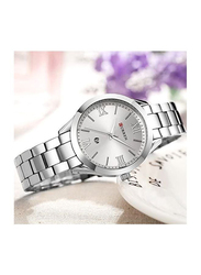Curren Analog Watch for Women with Alloy Band, Water Resistant, 9007, Silver