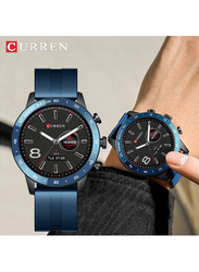 Curren 1.3" New Men With Big Screen Retina HD Long Standby Fitness Sports Wristwatches IP68 Waterproof Smartwatches, Blue