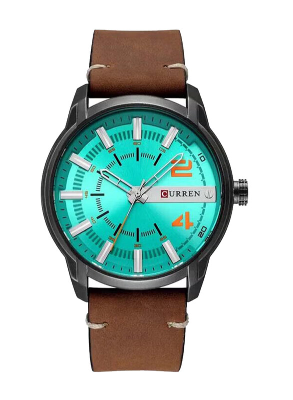 

Curren Analog Watch for Men with Leather Band, Water Resistant, 8306-1, Brown-Blue