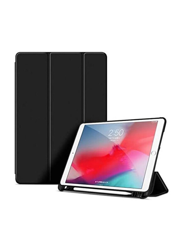 

Generic Apple iPad 10.2-inch 2019 Wake & Sleep Slim Smart Stand Leather Tablet Flip Case Cover with Pen Holder, Black