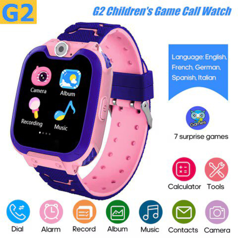 Kkmoon Docooler - G2 Intelligent Kids Smartwatch with Built-in 7 Children Puzzle Games & Built-in 5 Languages, Pink