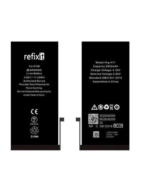 

Apple iPhone XR Refixit 2942.0 mAh Replacement Battery, Black