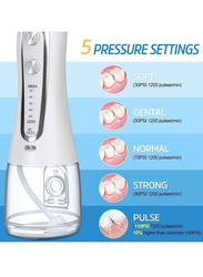 Waterpluse Cordless Water Flosser with 5 Modes & 6 Tips, White