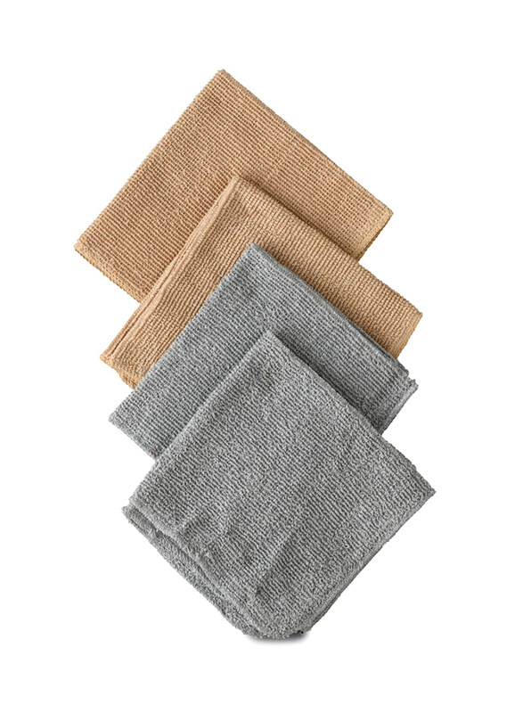 

Dream Decor 4-Piece Cotton Dishcloth And Towel, Brown/Grey