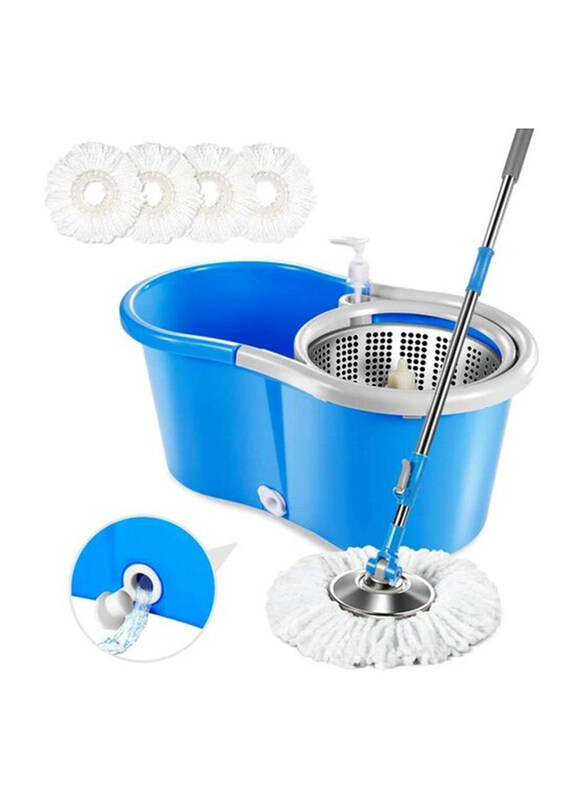 

Enmac Easy Spinning Wring Mop & Bucket Set for All Floor Type, Home & Commercial Use, Blue/White