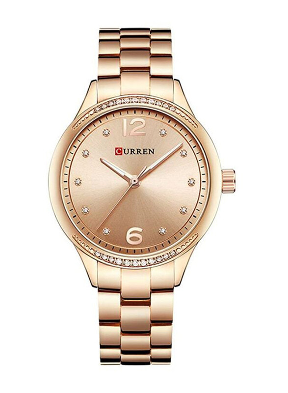 Curren Analog Watch for Women with Alloy Band, Water Resistant, 9003, Gold