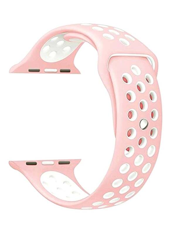 Replacement Silicone Strap For Apple Watch Series 3/2/1 Sport Edition/Nike Plus 38mm Pink/White