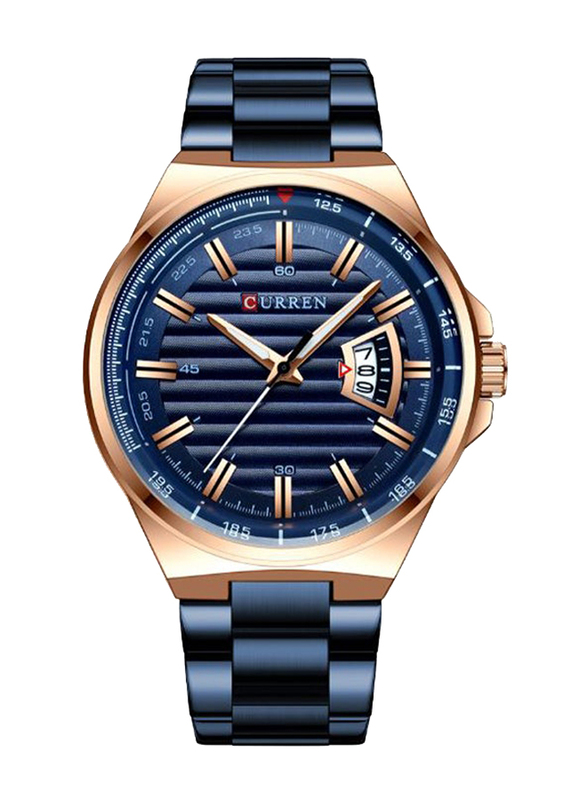 Curren Analog Watch for Men with Stainless Steel Band, Water Resistant, J4363BL-KM, Blue