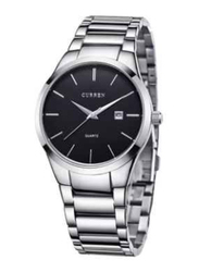 Curren Analog Watch for Men with Stainless Steel Band, Water Resistant, WT-CU-8106-SB#D21, Black-Silver