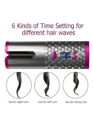 Cordless Auto Curling Iron Hair Curlers Waves Intelligent Hair Curler Roller USB Rechargeable Wand Curling Iron for Hair Tools, Grey