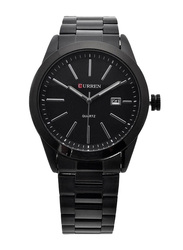 Curren Analog Watch for Men with Stainless Steel Band, NOONN652-035-030, Black