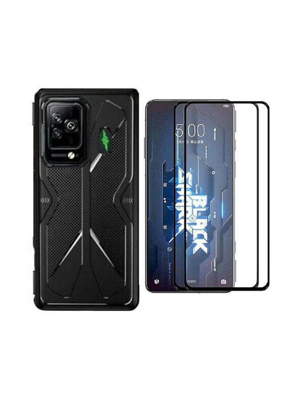 

Generic Xiaomi Black Shark 5/5 Pro Tempered Glass Screen Protector with Mobile Phone Case Cover, 2 Pieces, Clear/Black