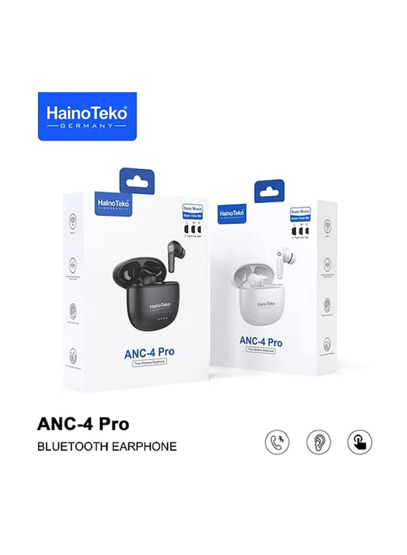 Haino Teko Germany Wireless In-Ear ANC-4 Pro Bluetooth Earphone, White