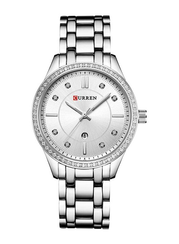 

Curren Analog Watch for Women with Alloy Band, Water Resistant, 9010, Silver