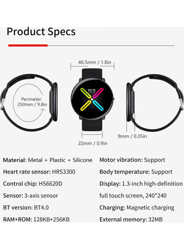 DM118 46.5mm Smartwatch, Black