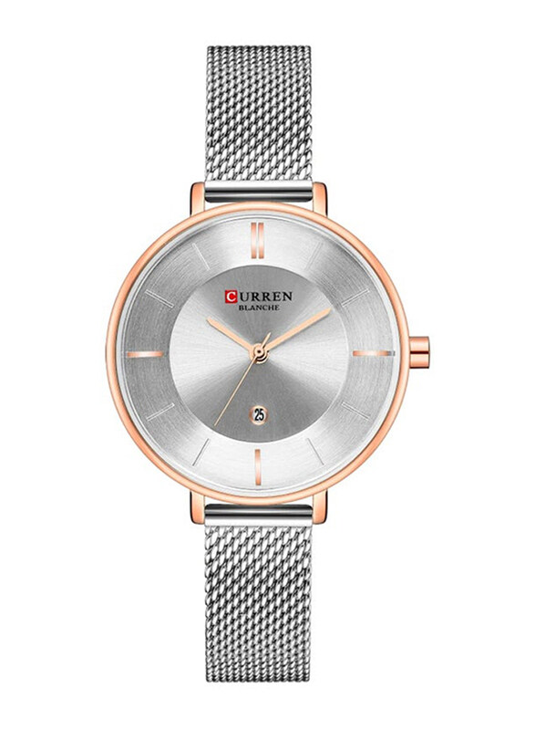 

Curren Analog Watch for Girls with Stainless Steel Band, Water Resistant, C9037L-3, Silver