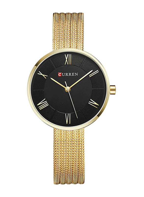 

Curren Analog Watch for Women with Stainless Steel Band, Water Resistant, 1J2733GB, Black-Gold