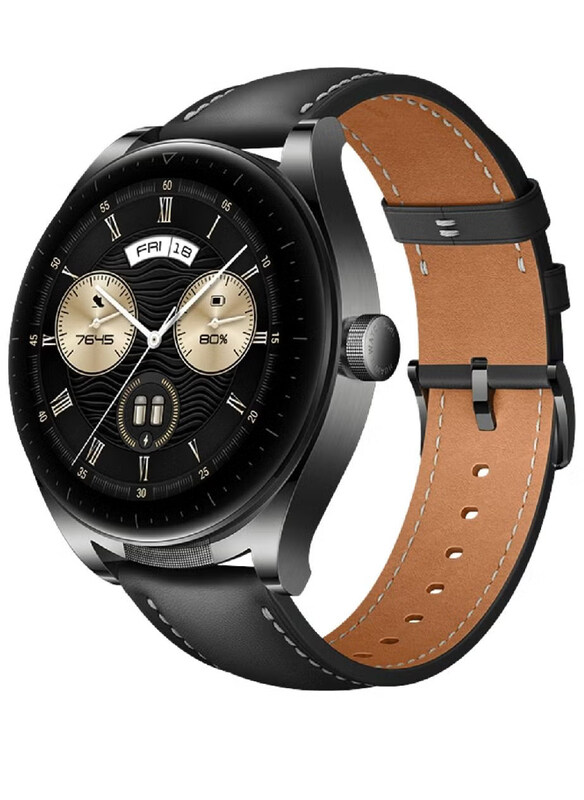 

Perfii Leather Genuine Strap Band for Huawei Watch Buds, Black