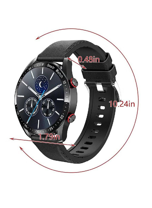 LW 46mm Smartwatch, Bluetooth Voice Call HD Full Touching Screen Fitness Trackers with Smart Reminder Heart Rate Sleep Monitor IP67 Waterproof, Black