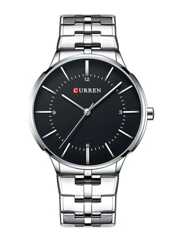 Curren Analog Watch for Men with Stainless Steel Band, Water Resistant, 8321, Silver-Black