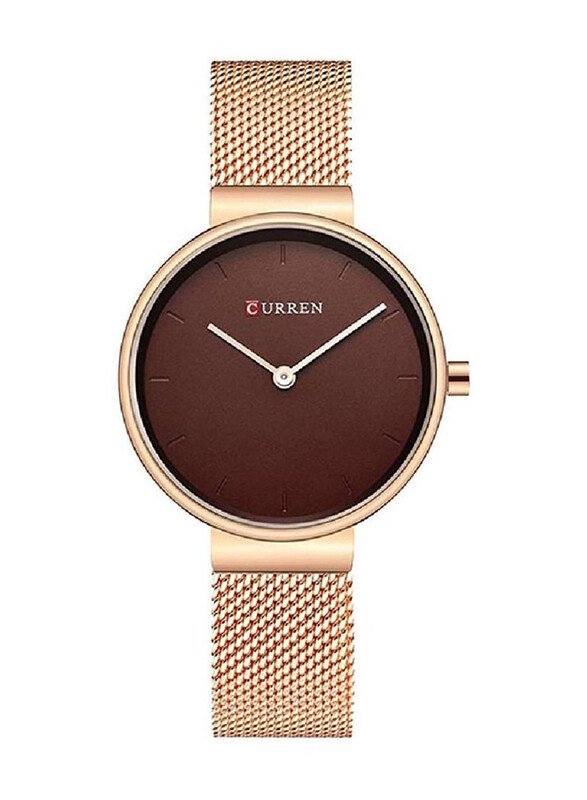 

Curren Luxury Analog Watch for Women with Stainless Steel Band, Water Resistant, 9016, Rose Gold-Brown