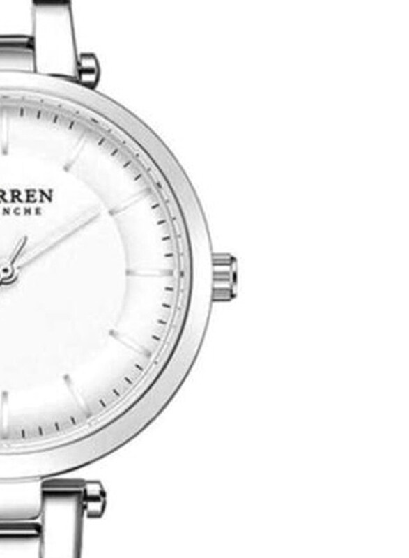 Curren Analog Watch for Women with Stainless Steel Band, Water Resistant, 9054, Silver-White