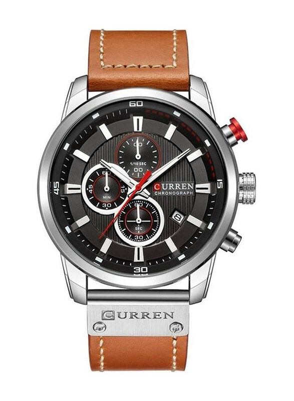 

Curren Analog Watch for Men with Leather Band, Water Resistant and Chronograph, 8291, Brown-Black