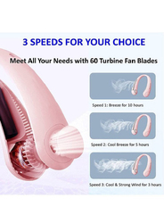 Portable USB Rechargeable Bladeless 360° Cooling Neck Fan With 3 Wind Speed, Pink