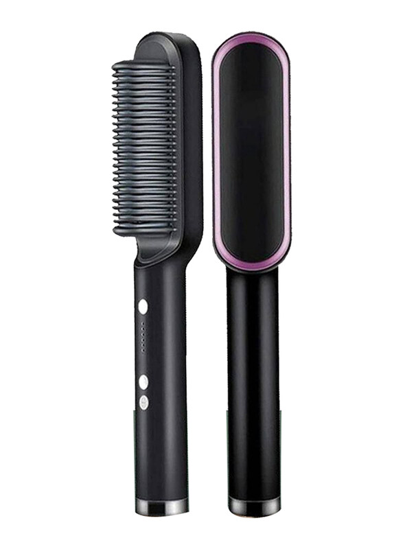 

Xiuwoo 2-in-1 Professional Hair Electric Hair Straightener Brush Curler Anion Hair Straightening Comb for Salon at Home, Black