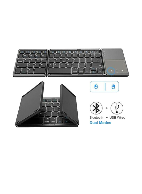 

Jelly Comb Foldable Bluetooth English Keyboard with Dual Mode Bluetooth, USB & Touchpad Mouse for Android, Windows, PC, Tablet, Dark Grey