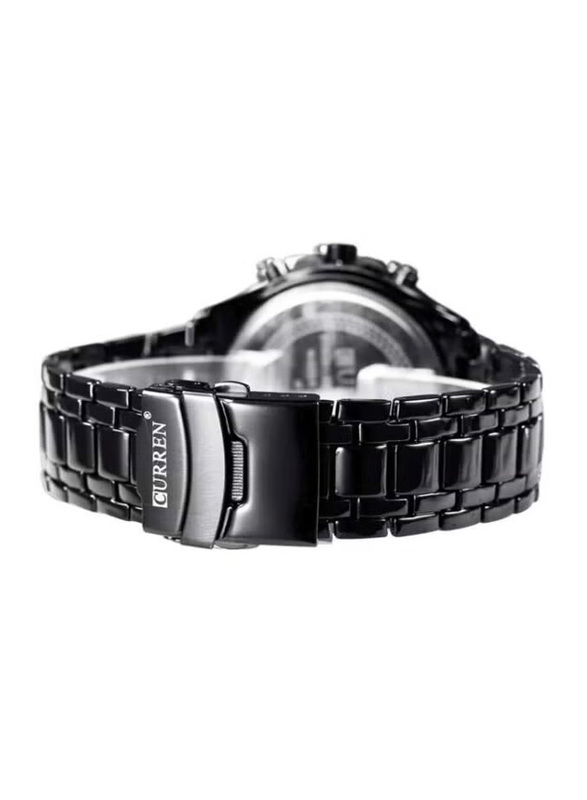 Curren Analog Watch for Men with Stainless Steel Band, Chronograph, 8023, Black/Black