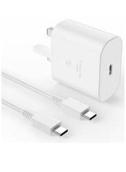 25W USB C Charger Plug Super Fast Charging Compatible With Galaxy Smartphones And Other USB Type-C Devices White