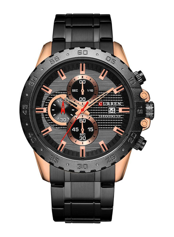 

Curren Analog Watch for Men with Stainless Steel Band, Water Resistant and Chronograph, J3946RO, Black