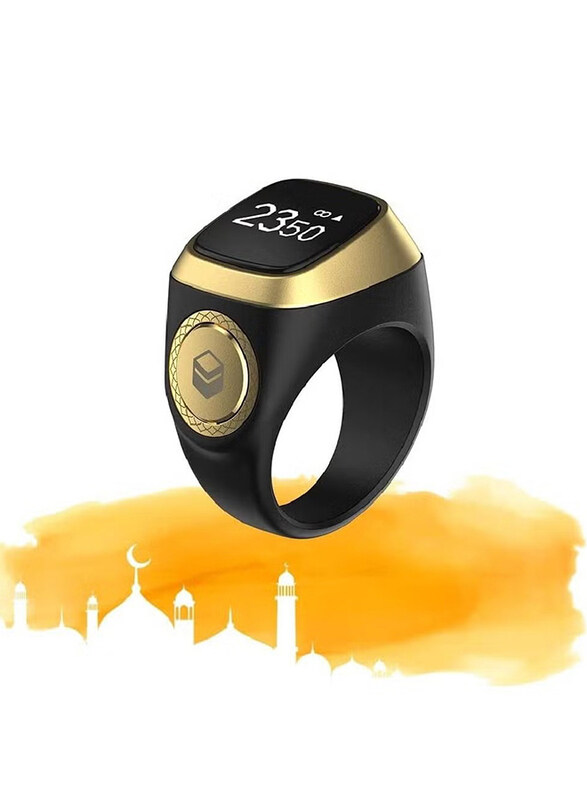 

Generic Digital Bluetooth Smart Zikr Tasbih Ring Prayer Reminder with OLED Display, Black