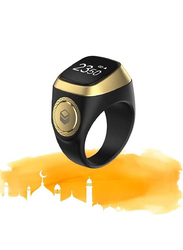 Digital Zikr Tasbih Prayer Reminder with OLED Display Bluetooth Smart Ring, 18mm, Black