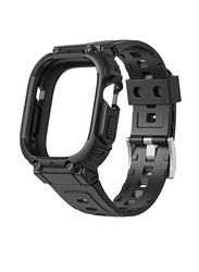 ICS Protective Shockproof Band With Bumper Rugged Men TPU Sport Case for Apple Watch Ultra 49mm, Black