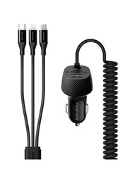 3 In 1 Data Cable With Ultra Fast Car Charger Cable And USB Port