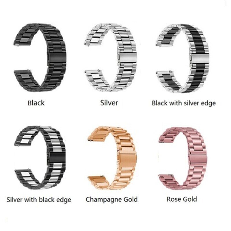 22mm Replacement Stainless Steel Watch Wristband Strap for Huawei GT2 46mm, Magic 2 46mm & Magic Watch, Black/Silver