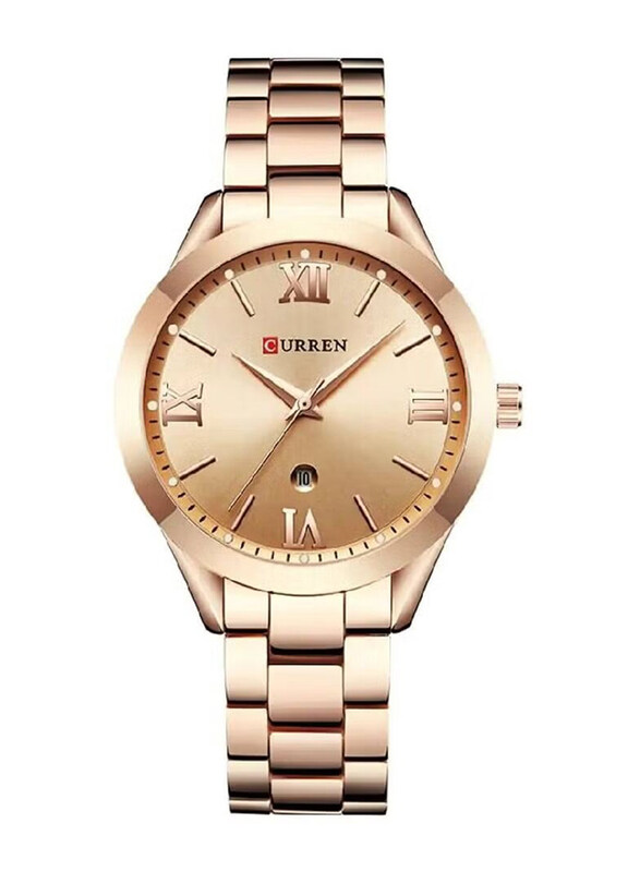 Curren Analog Watch for Women with Stainless Steel Band, Water Resistant, Rose Gold