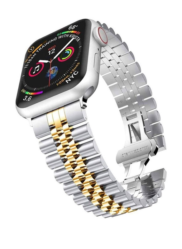 

Generic Replacement Stainless Steel Magnetic Metal Strap Band for Apple Series 8/7/6/5/4/SE 45mm 44mm 42mm l Ultra Watch 49mm, Silver/Gold