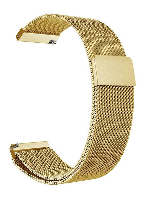 Milanese Loop Adjustable Stainless Steel Replacement Strap Bands Compatible with Samsung Gear S3 Frontier 22mm, Gold