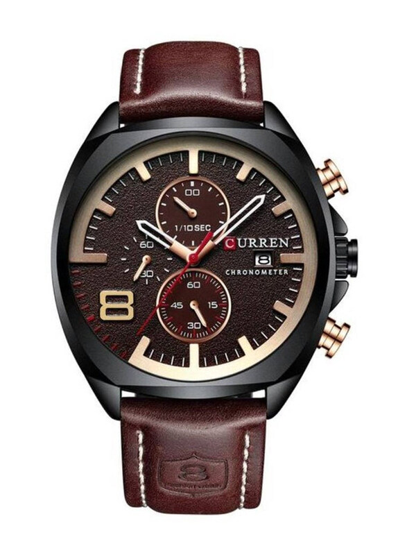 

Curren Analog Watch for Men with Leather Band, Water Resistant and Chronograph, 8324, Brown