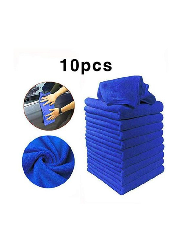 10-Piece Car Cleaning Microfiber Towel Set, Blue