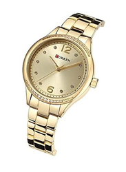 Curren Analog Watch for Women with Stainless Steel Band, Water Resistant, 9003, Gold