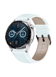 Replacement Genuine Leather Strap For Huawei Watch GT3, White