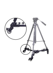 3 Wheels Universal Foldable Dolly Base Stand for Tripod, Black